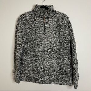 Weatherproof Vintage Women's Small Sherpa Gray Faux Fur Pull-Over 1/4 Zip Jacket